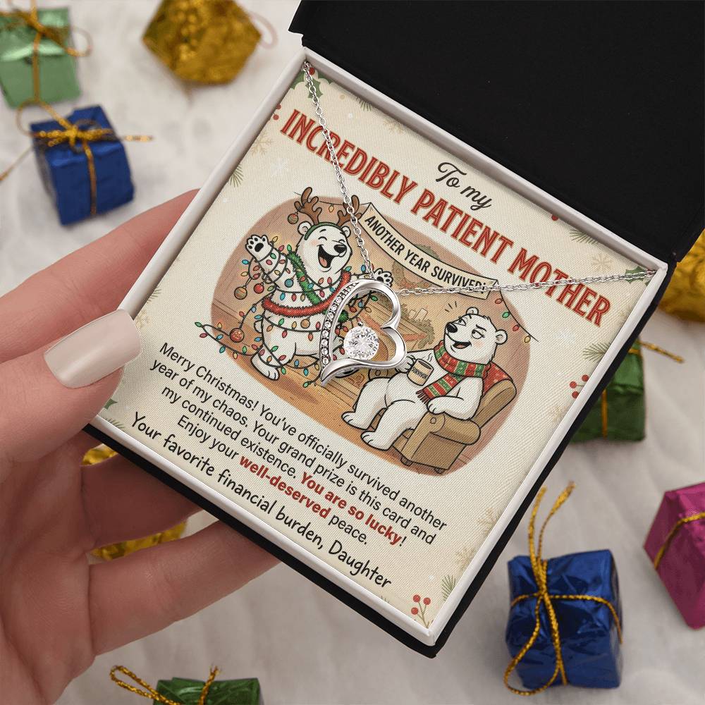 To My Mother Necklace From Daughter, Funny Christmas Gift, Holiday Gift for Mom - Love Knot Necklace-LKN78360