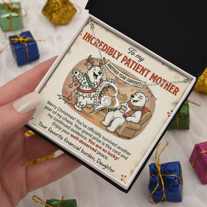 To My Mother Necklace From Daughter, Funny Christmas Gift, Holiday Gift for Mom - Love Knot Necklace-LKN78360