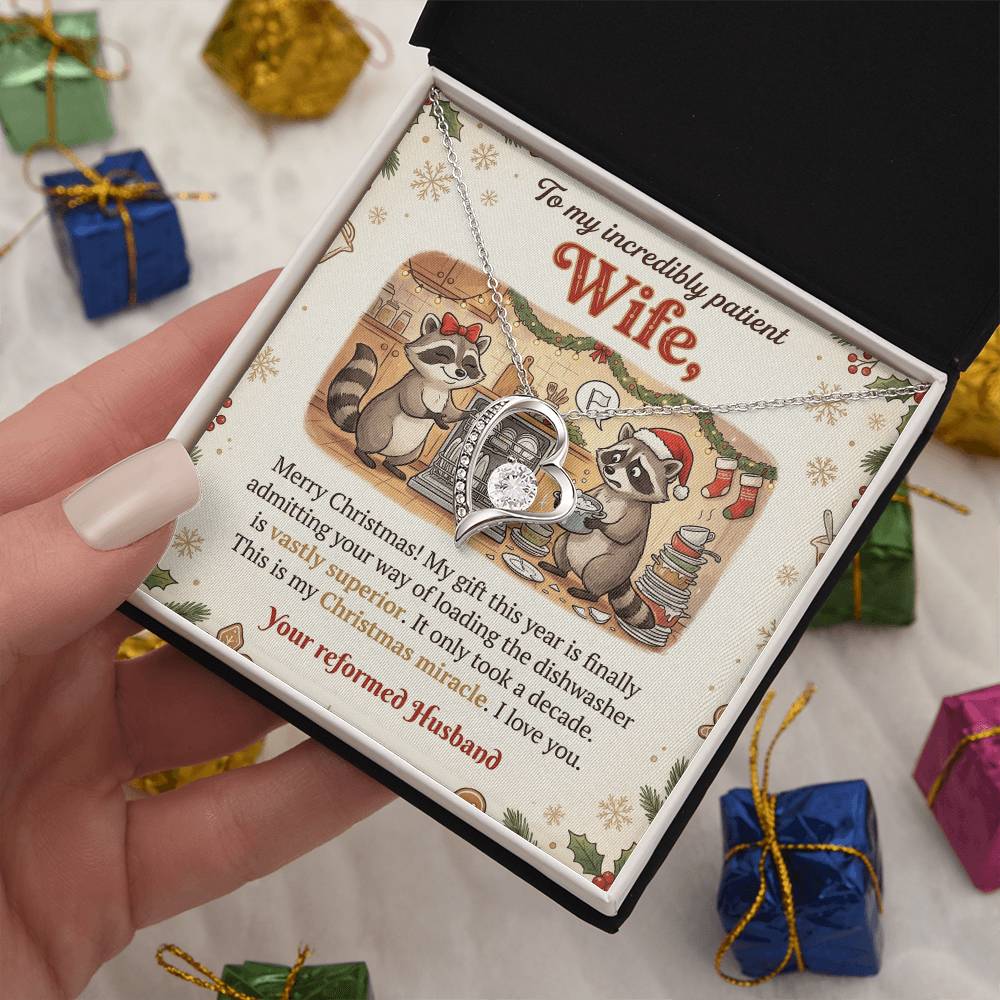 To My Wife Necklace From Husband, Funny Christmas Gift for My Patient Wife, Holiday Present - Love Knot Necklace-LKN74032