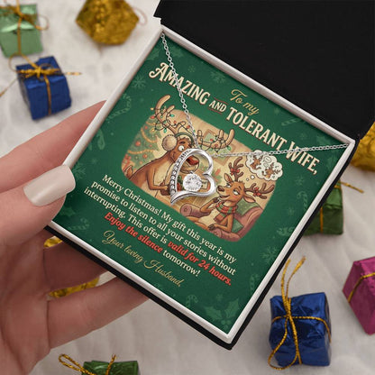 To My Wife Necklace From Husband, Funny Christmas Gift, Holiday Present for Her, Amazing Wife Gift - Love Knot Necklace-LKN39938