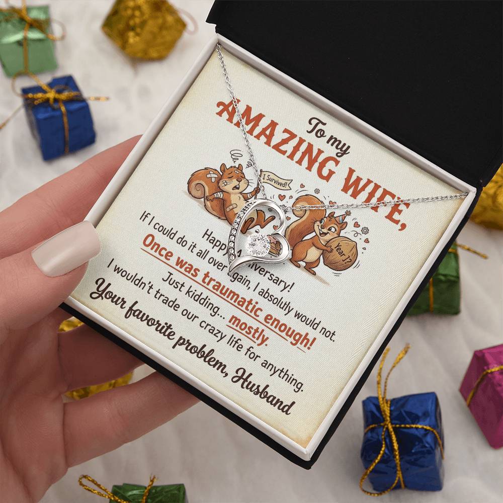To My Wife Necklace From Husband, Funny Anniversary Gift For Her, Humorous Marriage Present, Love Knot Necklace-LKN60338