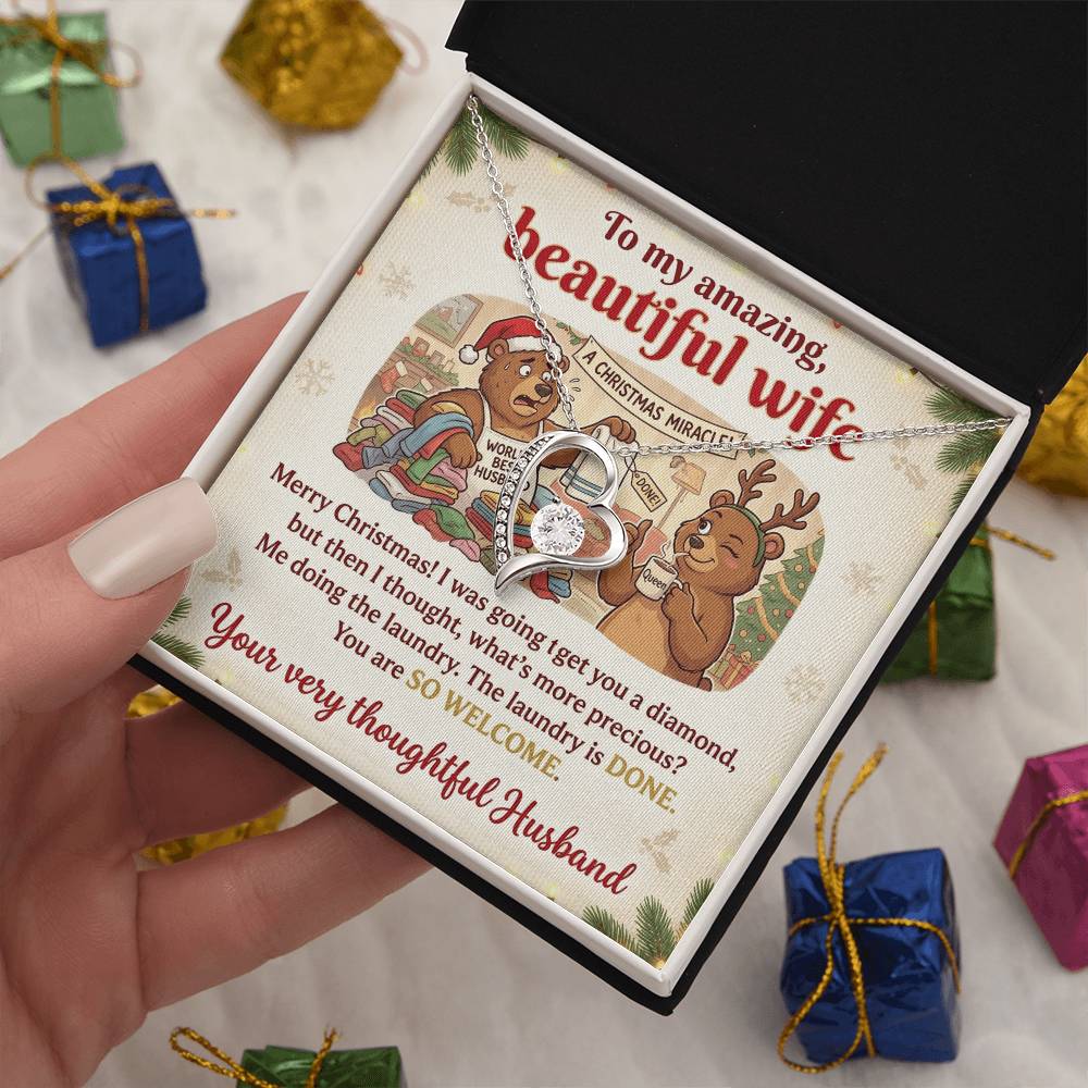 To My Wife Necklace From Husband, Funny Christmas Gift For Her, Humorous Holiday Present - Love Knot Necklace-LKN90290