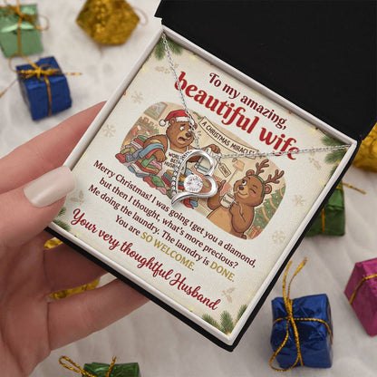 To My Wife Necklace From Husband, Funny Christmas Gift For Her, Humorous Holiday Present - Love Knot Necklace-LKN90290