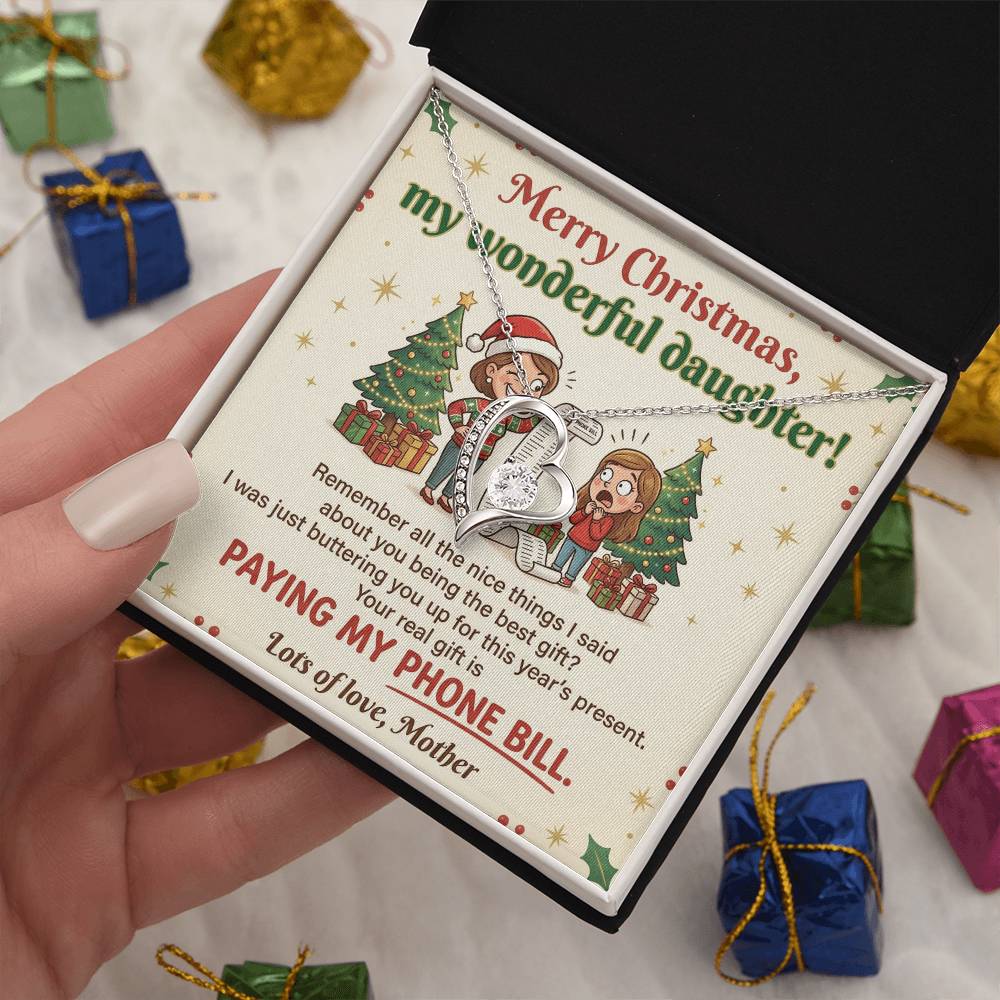 To My Daughter Necklace From Mother, Funny Christmas Gift, Sarcastic Holiday Present For Daughter From Mom, Love Knot Necklace-LKN74722