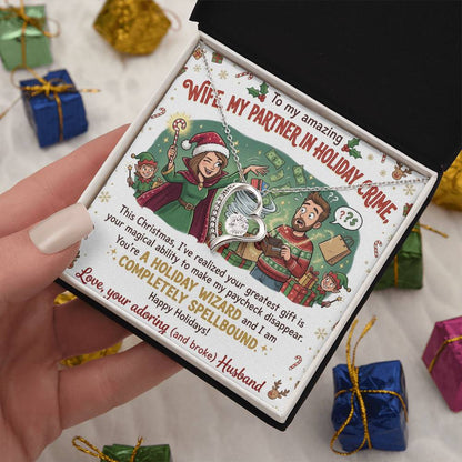 To My Wife Necklace From Husband, Funny Christmas Gift, Holiday Present for Her, My Partner in Crime - Love Knot Necklace-LKN24972