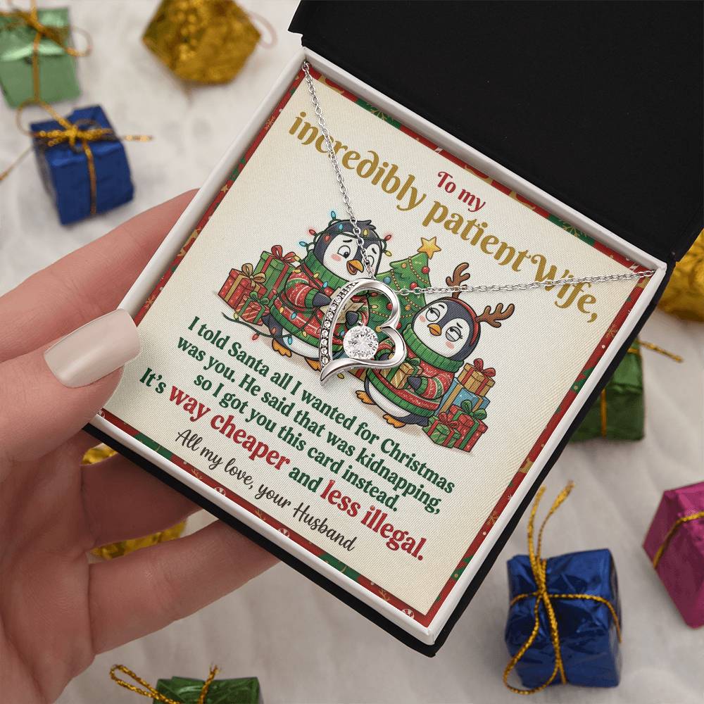 To My Wife Necklace From Husband, Funny Christmas Gift for Her, Romantic Holiday Present, Anniversary Gift - Love Knot Necklace-LKN66194