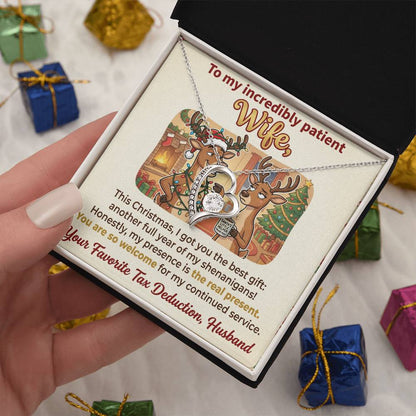 To My Wife Necklace From Husband, Funny Christmas Gift, Holiday Present for Her - Love Knot Necklace-LKN64416