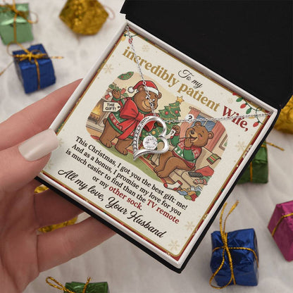 To My Wife Necklace From Husband, Funny Christmas Gift For Patient Wife, Anniversary, Birthday Gift - Love Knot Necklace-LKN77680