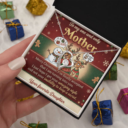 To My Mother Necklace From Daughter, Funny Christmas Gift for Mom, Holiday Present - Love Knot Necklace-LKN61833