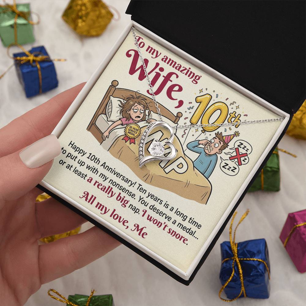 To My Wife Necklace From Husband, Funny 10th Anniversary Gift For Wife - Love Knot Necklace-LKN27220
