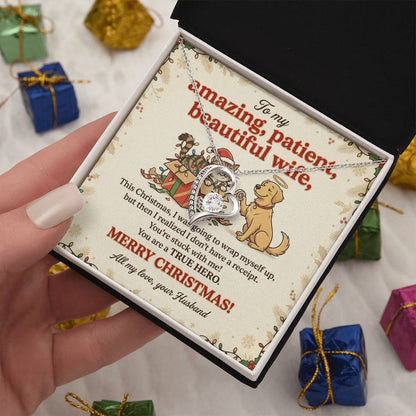 To My Wife Necklace From Husband, Funny Christmas Gift, Gift for Her, You are a True Hero, Love Knot Necklace-LKN13751