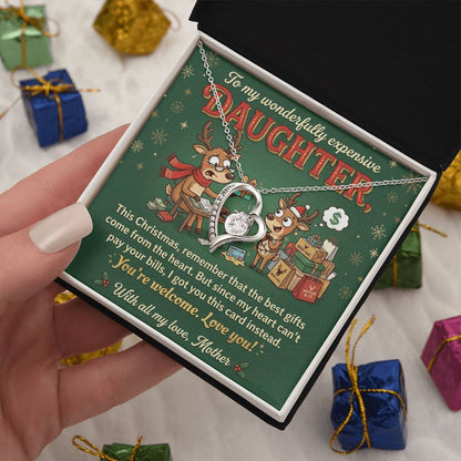 To My Daughter Necklace From Mother, Funny Christmas Gift for Daughter, Sentimental Mom and Daughter Gift - Love Knot Necklace-LKN64305
