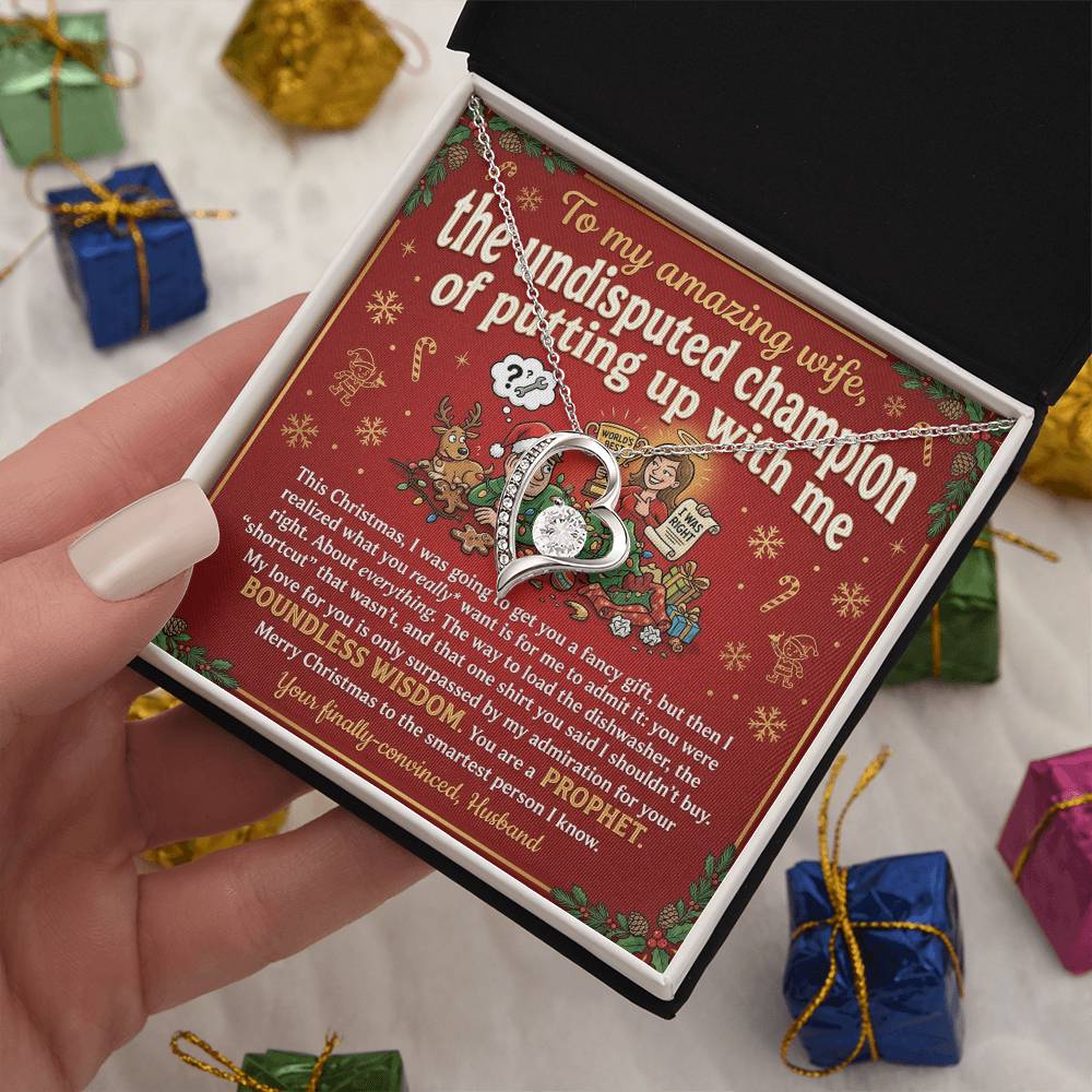 To My Wife Necklace From Husband, Funny Christmas Gift, Romantic Anniversary Present, Boundless Wisdom, Love Knot Necklace-LKN14931