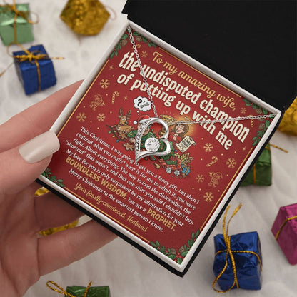 To My Wife Necklace From Husband, Funny Christmas Gift, Romantic Anniversary Present, Boundless Wisdom, Love Knot Necklace-LKN14931