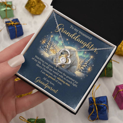 To My Granddaughter Necklace From Grandparent, Merry Christmas Gift, Sentimental Xmas Present, Love Knot Necklace-LKN59789