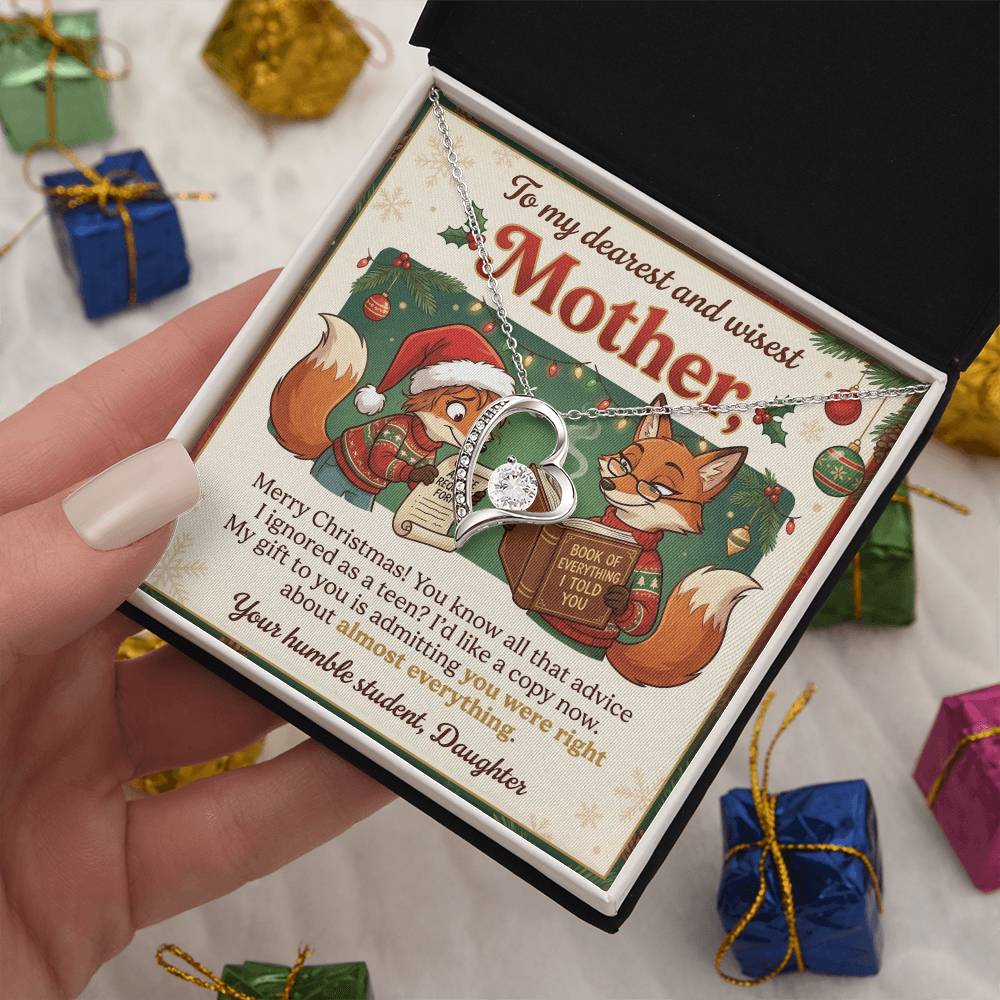 To My Mother Necklace From Daughter, Funny Christmas Gift, Holiday Present for Mom, Gift for Mother, Love Knot Necklace-LKN36053