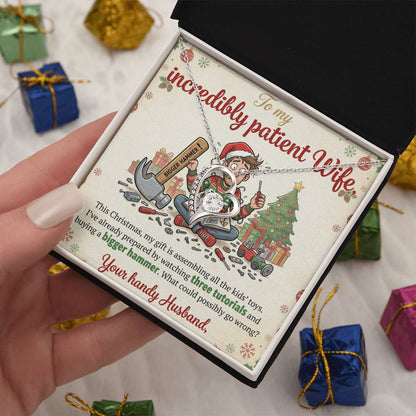 To My Wife Necklace From Husband, Funny Christmas Gift For Wife, Holiday Gift Idea, Love Knot Necklace-LKN13765