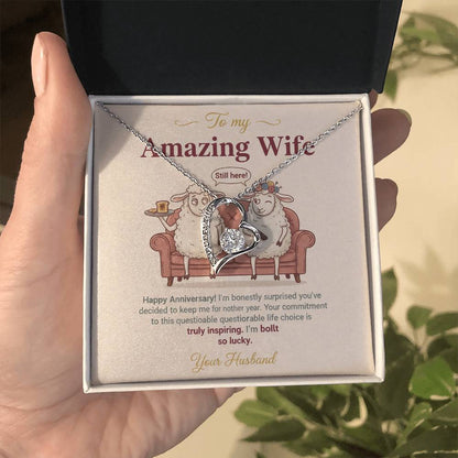 To My Wife Necklace From Husband, Funny Anniversary Gift For Her, Wife Birthday Gift - Love Knot Necklace-LKN50846