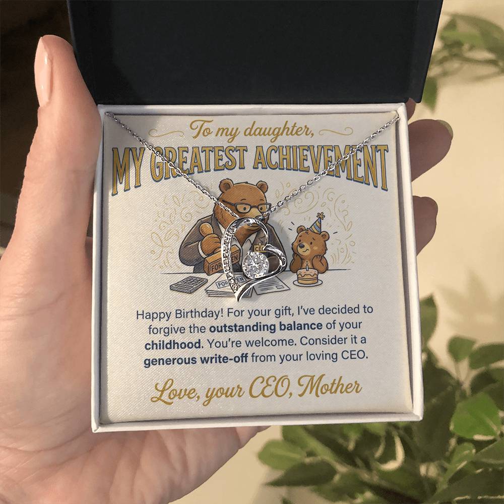 To My Daughter Necklace From Mother, Funny Birthday Gift, My Greatest Achievement, Love Knot Necklace-LKN25596