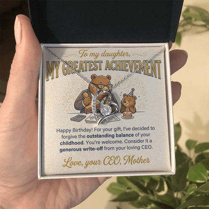 To My Daughter Necklace From Mother, Funny Birthday Gift, My Greatest Achievement, Love Knot Necklace-LKN25596