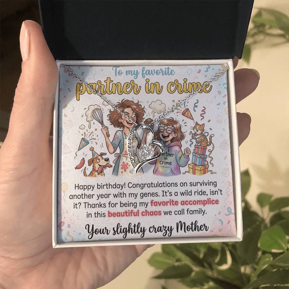To My Daughter Necklace From Mom - Funny Birthday Gift, My Partner In Crime - Love Knot Necklace-LKN23675