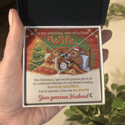 To My Wife Necklace From Husband, Funny Christmas Gift for Her, Holiday Present - Love Knot Necklace-LKN97291