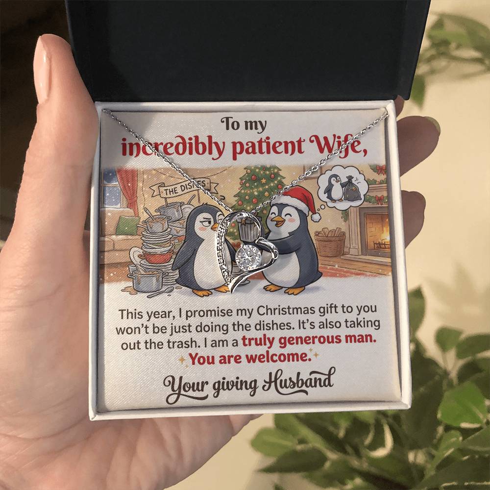 To My Wife Necklace From Husband, Funny Christmas Gift for Incredibly Patient Wife, Love Knot Necklace-LKN13588