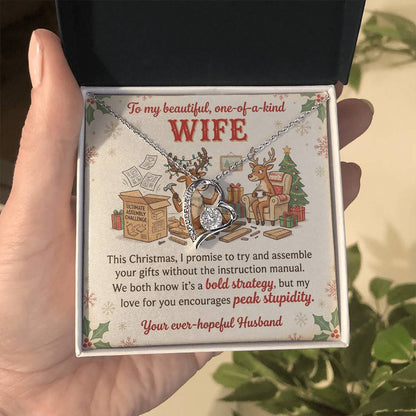 To My Wife Necklace From Husband, Funny Christmas Gift, Holiday Present for Her - Love Knot Necklace-LKN77334