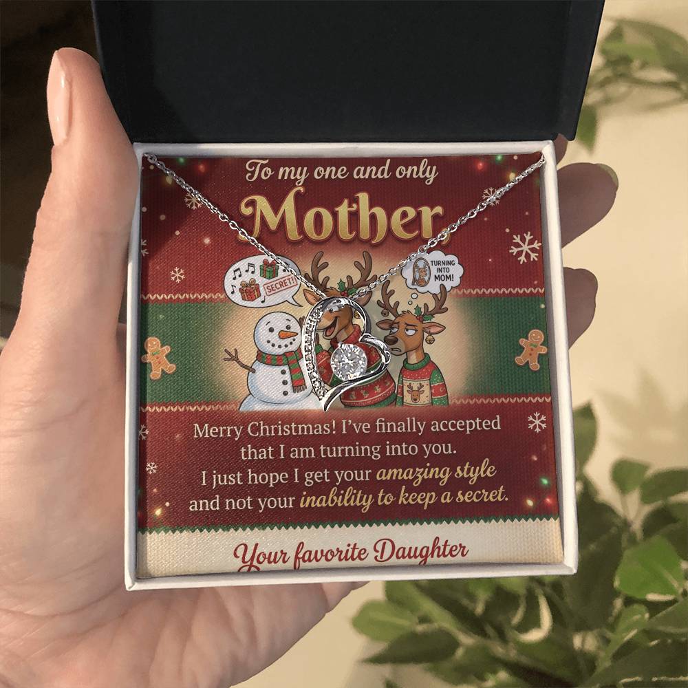 To My Mother Necklace From Daughter, Funny Christmas Gift for Mom, Holiday Present - Love Knot Necklace-LKN61833