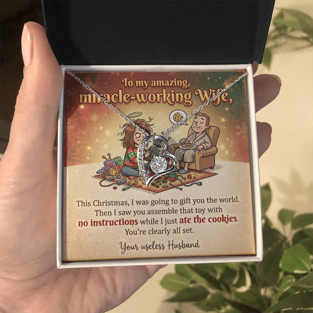 To My Wife Necklace From Husband, Funny Christmas Gift For Her, Miracle-Working Wife, Holiday Gift, Love Knot Necklace-LKN55827