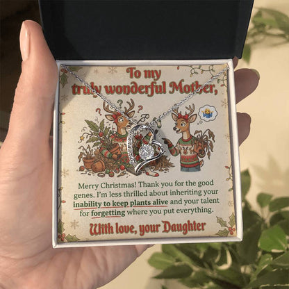 To My Mother Necklace From Daughter, Funny Christmas Gift For Mom, Xmas Present For Her, Love Knot Necklace-LKN53783