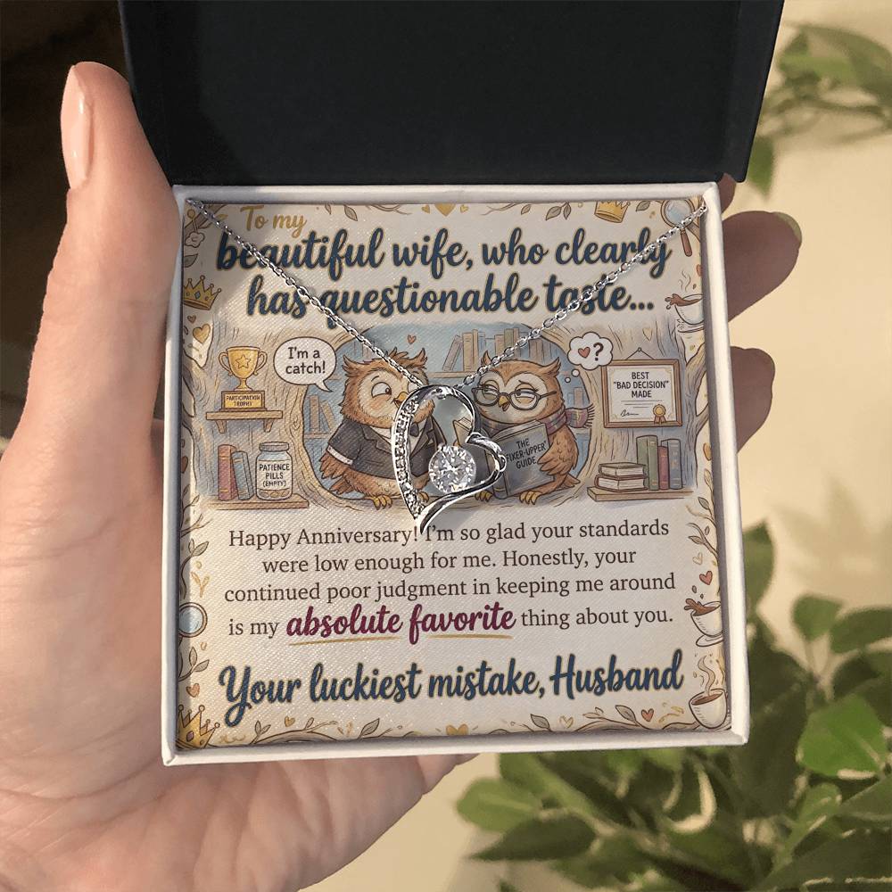 To My Wife Necklace From Husband, Funny Anniversary Gift For Her, Love Knot Necklace-LKN88044