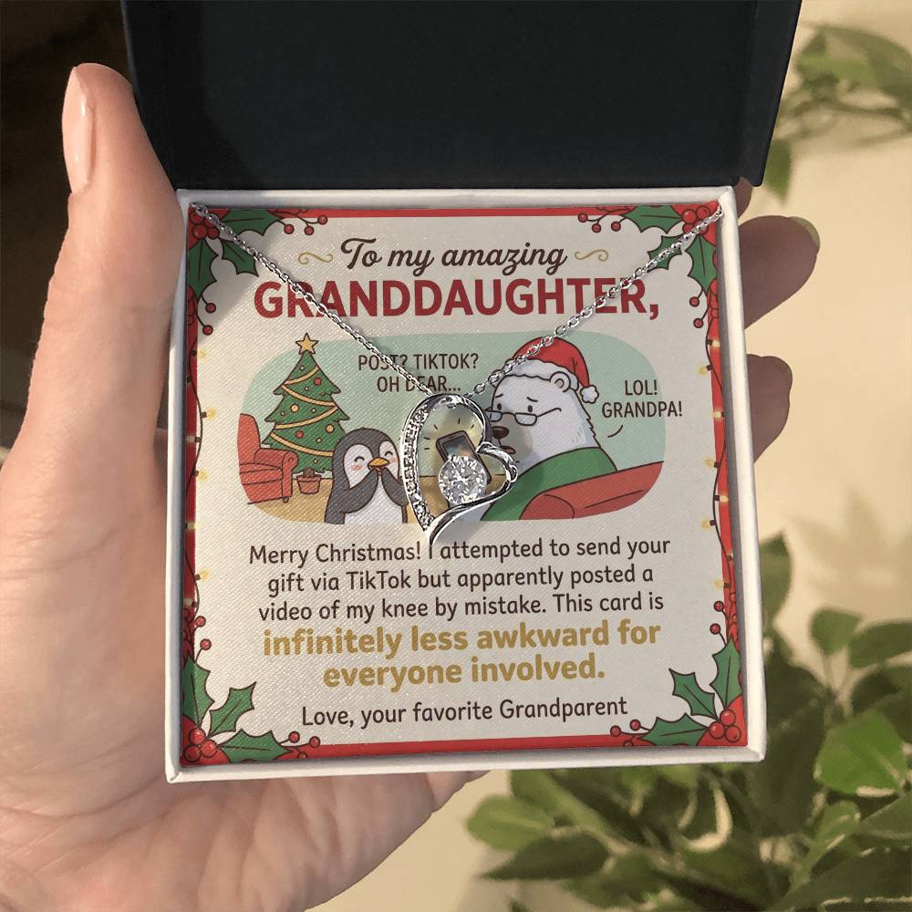 To My Granddaughter Necklace From Grandparent, Funny Christmas Gift for Granddaughter, Xmas Gift Idea - Love Knot Necklace-LKN45951