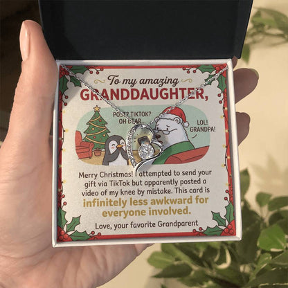 To My Granddaughter Necklace From Grandparent, Funny Christmas Gift for Granddaughter, Xmas Gift Idea - Love Knot Necklace-LKN45951