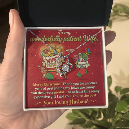 To My Wife Necklace From Husband, Funny Christmas Gift For Her, Husband to Wife Jewelry, Holiday Gift for Wife - Love Knot Necklace-LKN80863