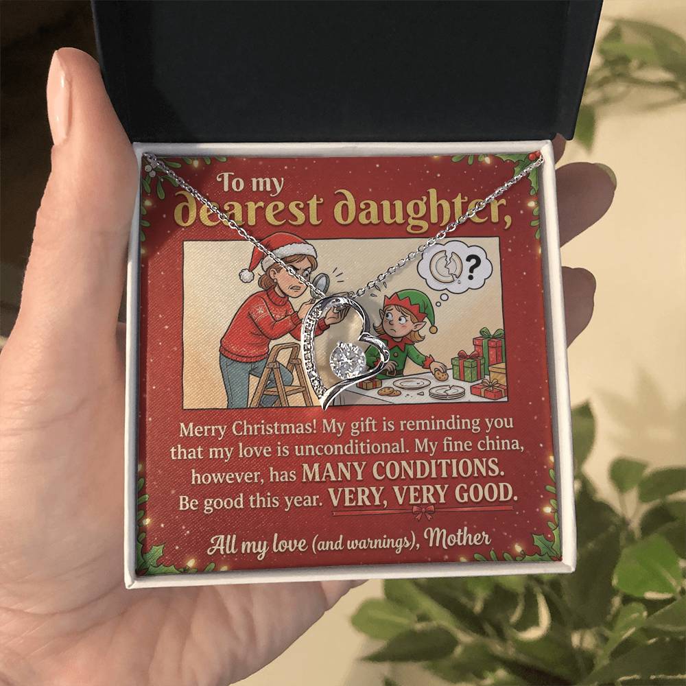 To My Daughter Necklace From Mother, Funny Christmas Gift, Unconditional Love, Holiday Present for Daughter - Love Knot Necklace-LKN99362