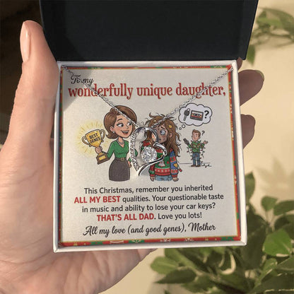 To My Daughter Necklace From Mother, Funny Christmas Gift, Birthday Gift For Daughter, Mother Daughter Gift - Love Knot Necklace-LKN73614