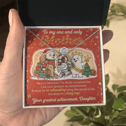 To My Mother Necklace From Daughter, Funny Christmas Gift for Mom, Birthday Present - Love Knot Necklace-LKN12082