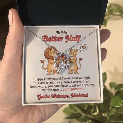 To My Husband Necklace From Wife, Funny Happy Anniversary Gift for My Better Half, Joke Gift for Him - Love Knot Necklace-LKN21228
