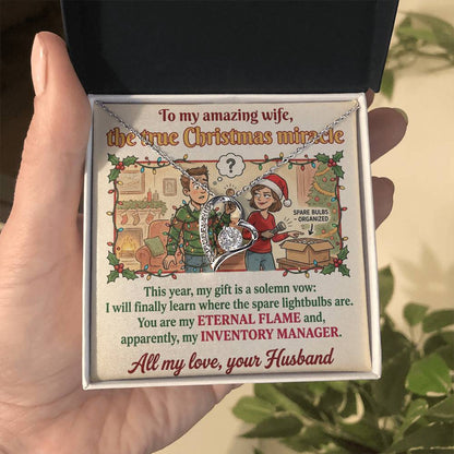 To My Wife Necklace From Husband, Funny Christmas Gift for Her, Holiday Present, Eternal Flame - Love Knot Necklace-LKN21365