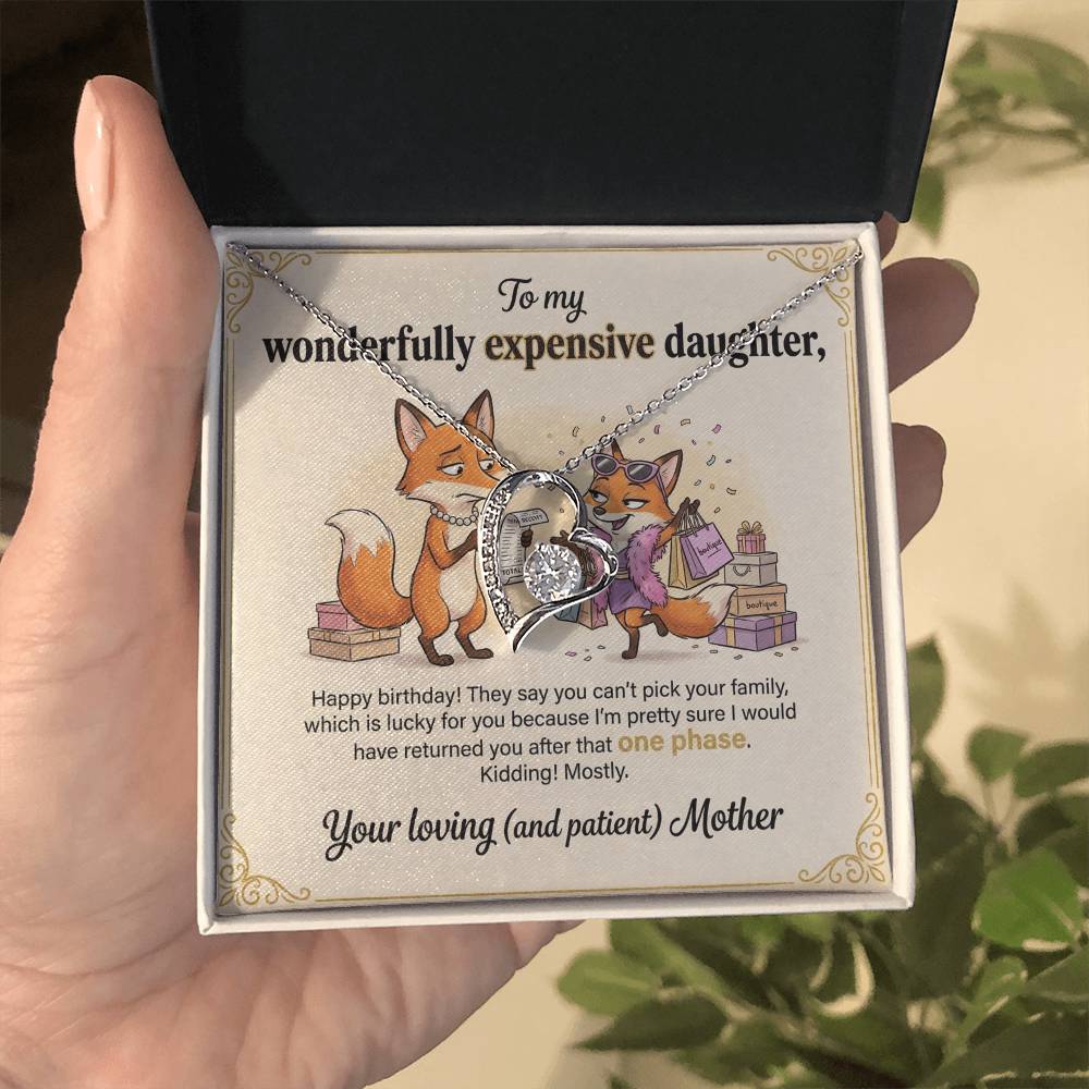 To My Daughter Necklace From Mother, Funny Birthday Gift for Daughter, Gift From Mom, Happy Birthday Daughter - Love Knot Necklace-LKN57856
