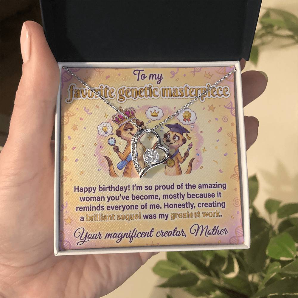 To My Genetic Masterpiece Necklace From Mother - Happy Birthday Gift for Daughter, Funny Mom Gift Idea, Love Knot Necklace-LKN86651