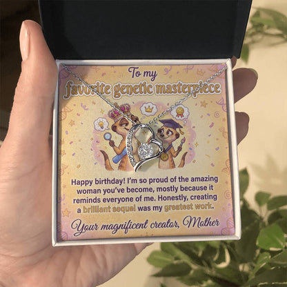 To My Genetic Masterpiece Necklace From Mother - Happy Birthday Gift for Daughter, Funny Mom Gift Idea, Love Knot Necklace-LKN86651