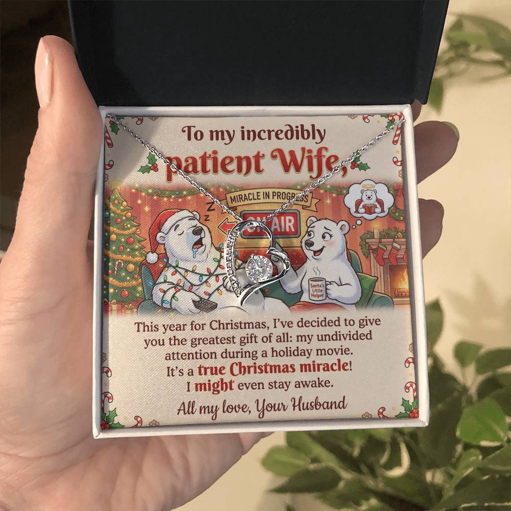 To My Patient Wife Necklace From Husband, Funny Christmas Gift, Holiday Present for Her - Love Knot Necklace-LKN52468