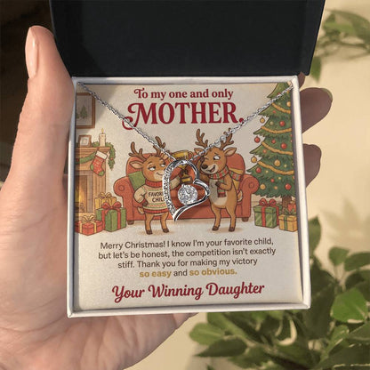 To My Mother Necklace From Daughter, Funny Favorite Child Christmas Gift, Xmas Present for Mom - Love Knot Necklace-LKN75523
