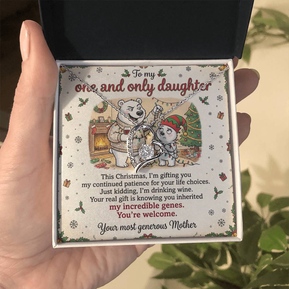 To My Daughter Necklace From Mother, Funny Christmas Gift, Mom to Daughter Present, Birthday Gift Idea, Love Knot Necklace-LKN69661