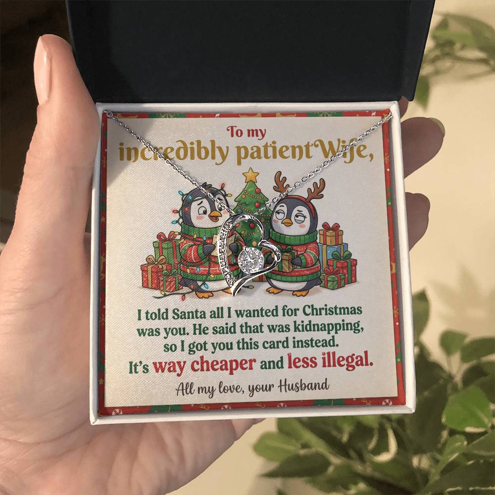 To My Wife Necklace From Husband, Funny Christmas Gift for Her, Romantic Holiday Present, Anniversary Gift - Love Knot Necklace-LKN66194