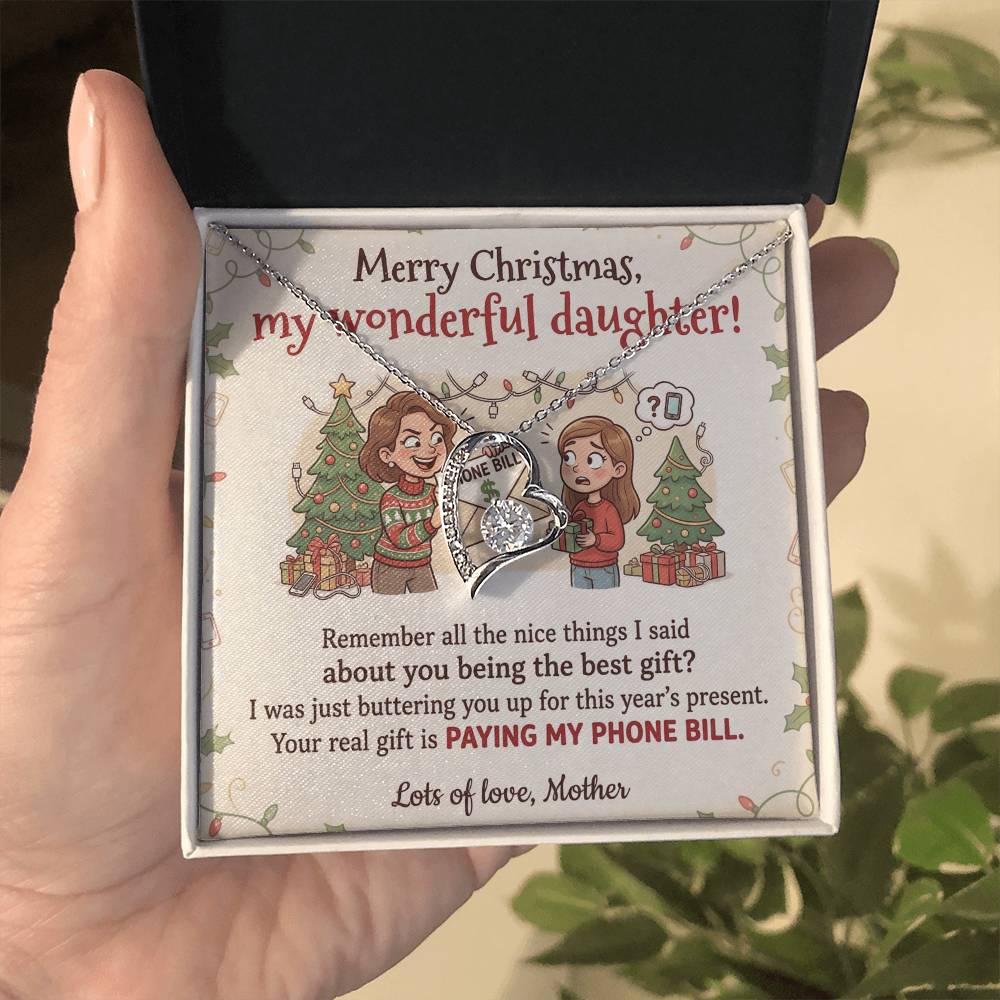 To My Daughter Necklace From Mother, Funny Christmas Gift, Xmas Present For Her, Love Knot Necklace-LKN73271