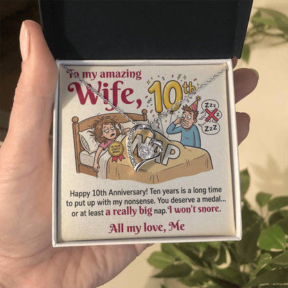 To My Wife Necklace From Husband, Funny 10th Anniversary Gift For Wife - Love Knot Necklace-LKN27220