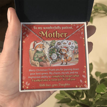 To My Mother Necklace From Daughter, Funny Christmas Gift for Mom, Xmas Present, Sentimental Gift from Daughter, Love Knot Necklace-LKN34947